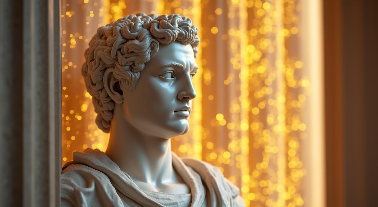 Abstract representation of human-centric AI ethics with classical architectural elements