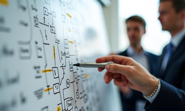 Corporate team engaging in a logical reasoning exercise